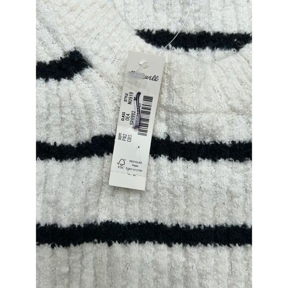 Madewell Bouclé-Knit Sweater Tank Top Crewneck Stripe Cream Black Size M NWT - Picture 7 of 10